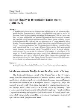 Silesian Identity in the Period of Nation-States (1918-1945); Tożsamość