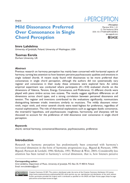 Mild Dissonance Preferred Over Consonance in Single Chord