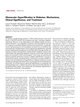 Glomerular Hyperfiltration in Diabetes