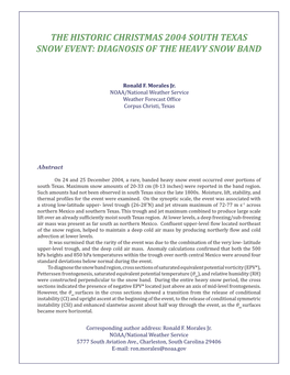 The Historic Christmas 2004 South Texas Snow Event: Diagnosis of the Heavy Snow Band