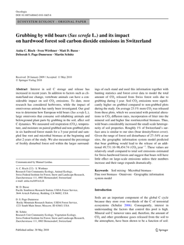 Grubbing by Wild Boars (Sus Scrofa L.) and Its Impact on Hardwood Forest Soil Carbon Dioxide Emissions in Switzerland