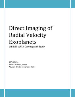 Direct Imaging of Radial Velocity Exoplanets WFIRST-AFTA Coronagraph Study