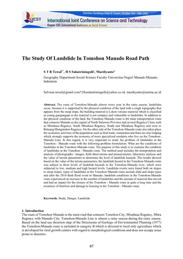 The Study of Landslide in Tomohon Manado Road Path