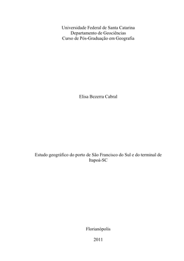 Universidade Federal De Santa Catarina Departamento De Geociências Curso De Pós-Graduação Em Geografia