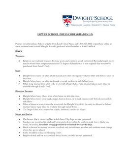 Lower School Dress Code (Grades 1-5)