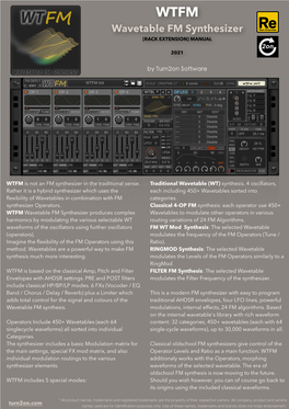 Wavetable FM Synthesizer [RACK EXTENSION] MANUAL