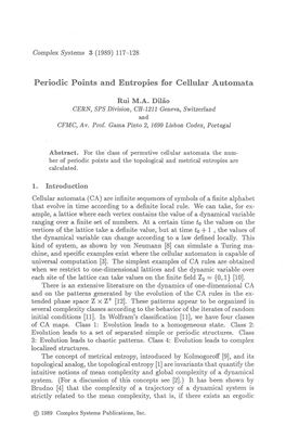 Periodic Points and Entropies for Cellular Automata