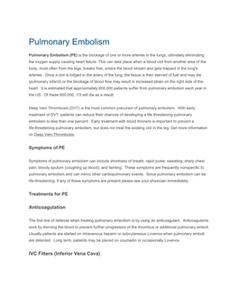 Pulmonary Embolism