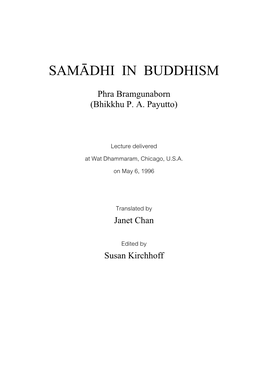 Samādhi in Buddhism