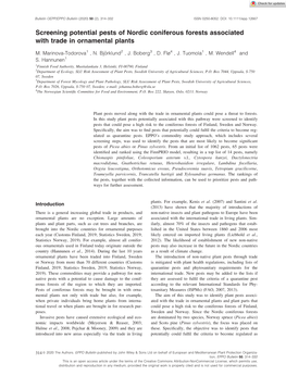 Screening Potential Pests of Nordic Coniferous Forests Associated with Trade in Ornamental Plants