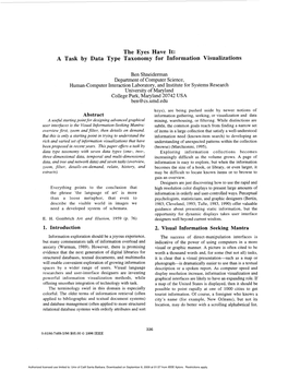 The Eyes Have It: a Task by Data Type Taxonomy for Information Visualizations