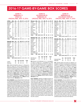 2016-17 Game-By-Game Box Scores