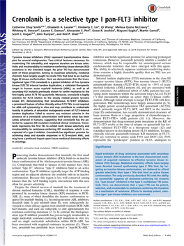 Crenolanib Is a Selective Type I Pan-FLT3 Inhibitor