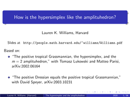 How Is the Hypersimplex Like the Amplituhedron?