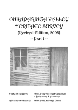 ONKAPARINGA VALLEY HERITAGE SURVEY (Revised Edition, 2003)  Part 1 