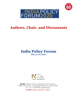 India Policy Forum July 13–16, 2020