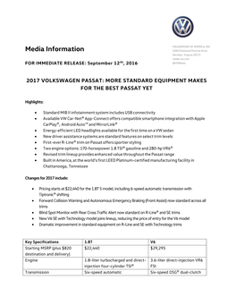2017 Passat at a Glance