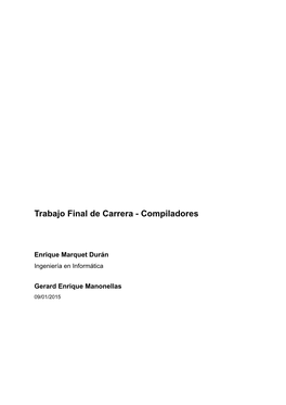 Trabajo Final De Carrera : Compiladores