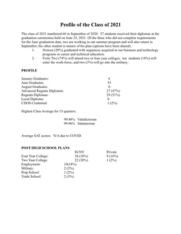 Profile of the Class of 2021