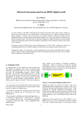 Matrixed Surround Sound in an MPEG Digital World