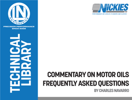 Commentary on Motor Oils Frequently Asked Questions