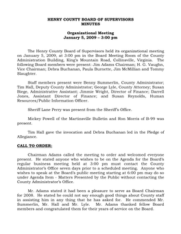 2009 Board of Supervisors Meeting Minutes