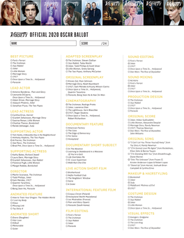 Oscar Ballot