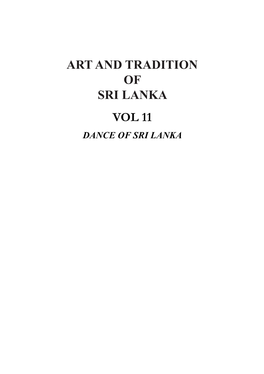 Art and Tradition of Sri Lanka Vol 11 Dance of Sri Lanka