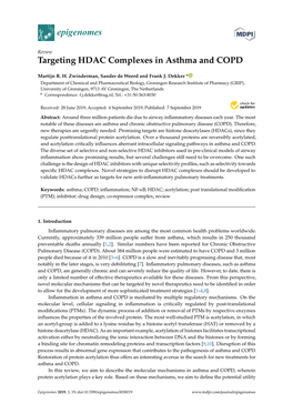 Targeting HDAC Complexes in Asthma and COPD