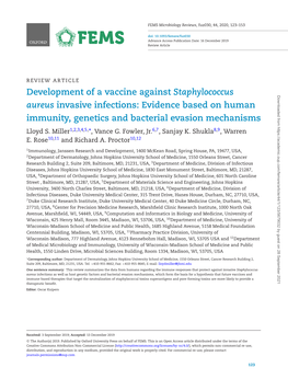 Development of a Vaccine Against