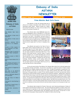 Embassy of India ASTANA NEWSLETTER