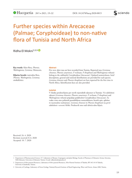 Palmae; Coryphoideae) to Non-Native Flora of Tunisia and North Africa