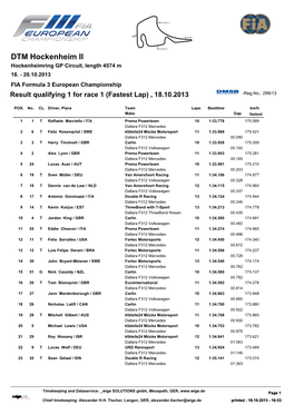 DTM Hockenheim II Hockenheimring GP Circuit, Length 4574 M 18