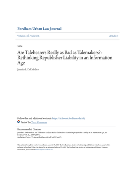 Rethinking Republisher Liability in an Information Age Jennifer L