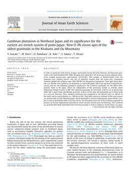 Cambrian Plutonism in Northeast Japan and Its Significance for The