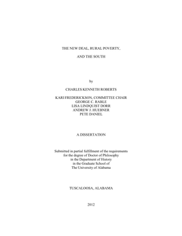 THE NEW DEAL, RURAL POVERTY, and the SOUTH by CHARLES