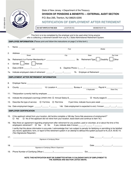 PENSION FORM 6: Notification of Employment After Retirement