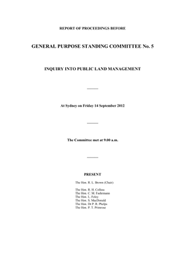 GENERAL PURPOSE STANDING COMMITTEE No. 5