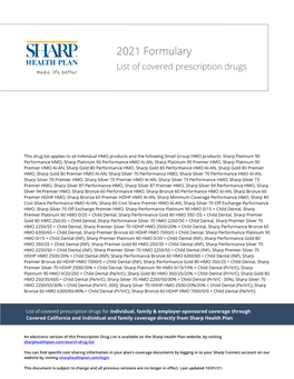 2021 Formulary List of Covered Prescription Drugs