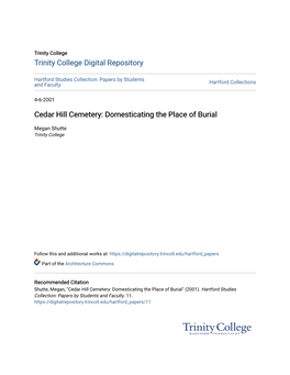 Cedar Hill Cemetery: Domesticating the Place of Burial