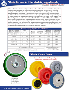 Keyways for Drive Wheels & Custom Specials Wheels