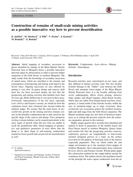 Construction of Remains of Small-Scale Mining Activities As a Possible Innovative Way How to Prevent Desertification