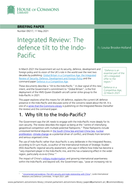 Integrated Review: the Defence Tilt to the Indo-Pacific
