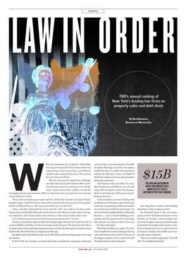 TRD's Annual Ranking of New York's Leading Law Firms on Property Sales