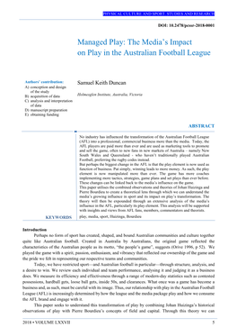 The Media's Impact on Play in the Australian Football League