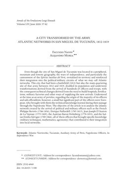 A City Transformed by the Army. Atlantic Networks in San Miguel De Tucumán, 1812-1819