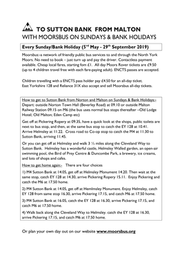 To Sutton Bank from Malton with Moorsbus on Sundays & Bank Holidays