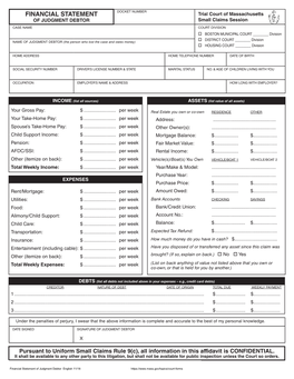 Financial Statement of Judgment Debtor English 11/18 INCOME and PROPERTY THAT ARE EXEMPT from PAYMENT ORDERS