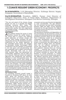 1.Climate Resilient Green Economy: Prospects