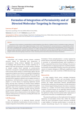 Formulas of Integration of Permissivity and of Directed Molecular Targeting in Oncogenesis